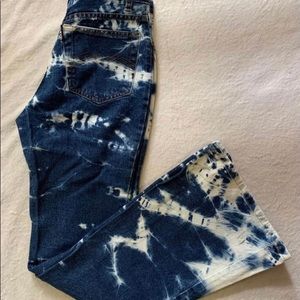 Vintage PIKATE bleach dyed High waisted slim fit bell bottom jeans, BNWOT